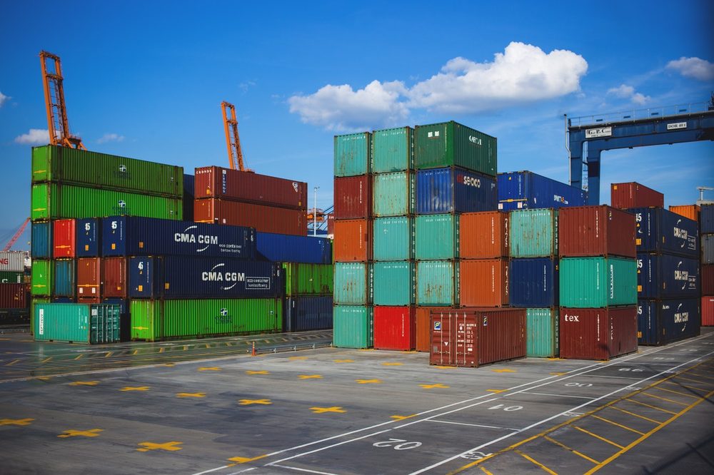 Shipping containers at port